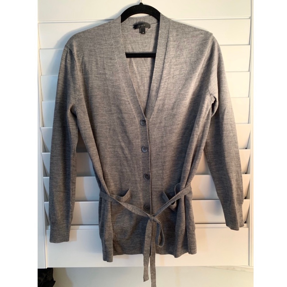 J.Crew Grey Tippi Merino cardigan w belt Sz XS